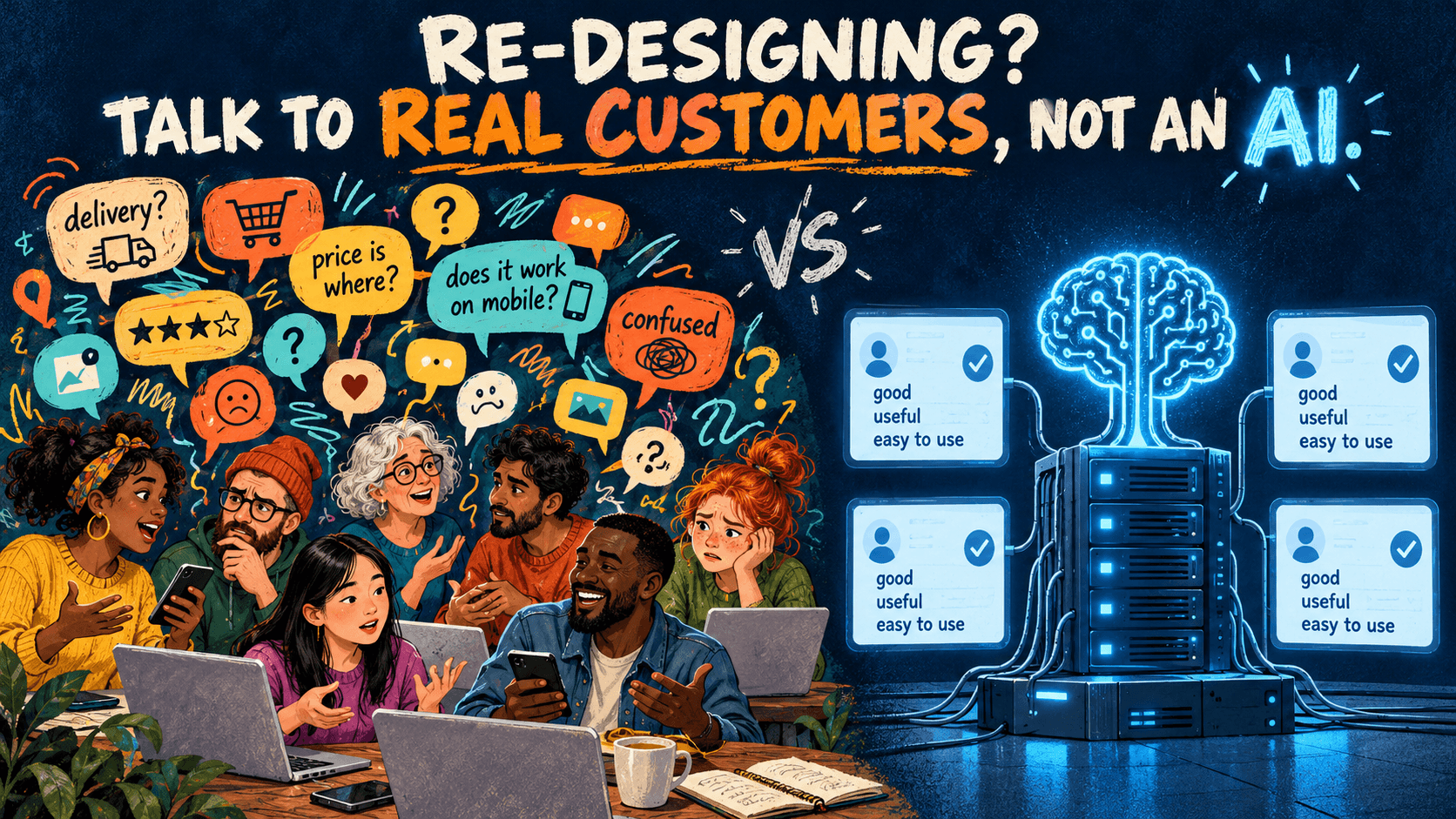 Before you redesign your website, talk to real customers. Not an AI.